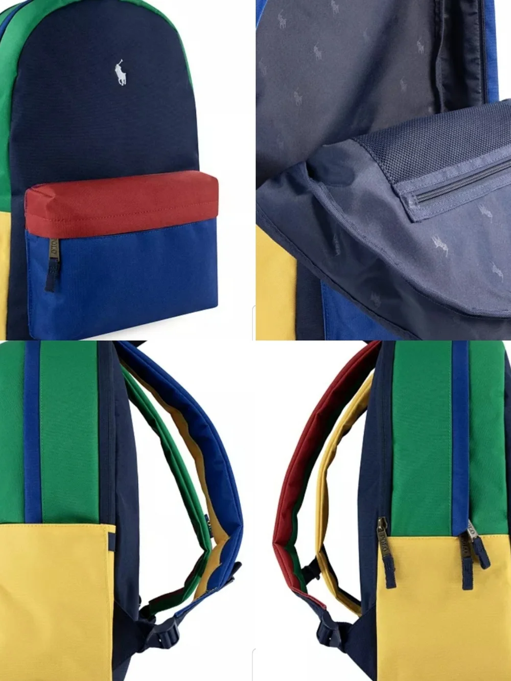 NEW! Polo by Ralph Lauren Navy, Blue, Green & Red Colorblock Backpack NWT